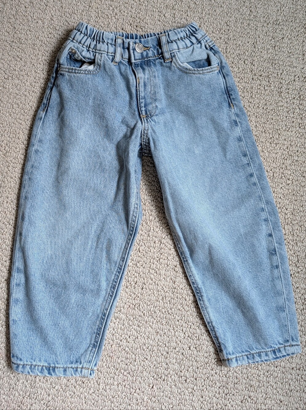 Zara Girls Light Blue Kids Elastic Waist Denim Jeans